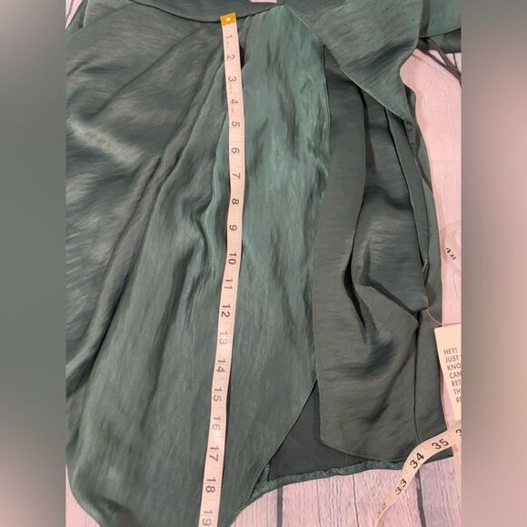 NWT ASOS Forest Green Satin Twill Halter Drape Neck Holiday Festive Mini Dress 2 - Picture 10 of 10
